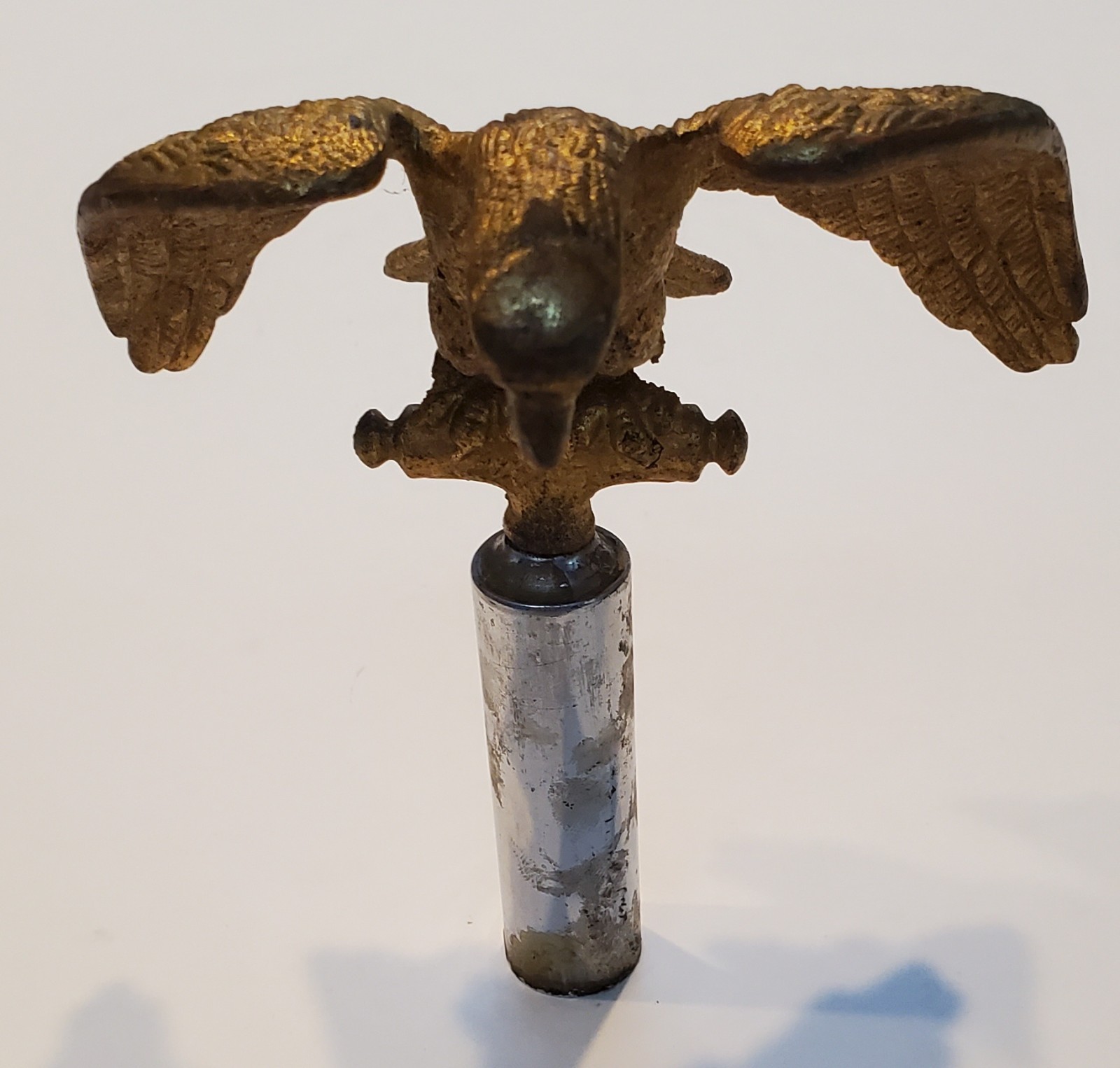 Vintage Heavy Cast Brass Majestic Bald Eagle Spread Wings Finial Flagpole Topper