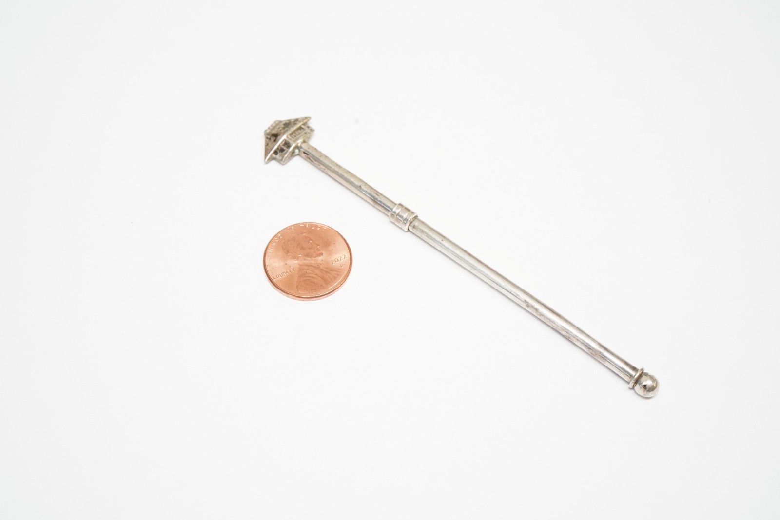Vintage Unique Retractable COCKTAIL MUDDLER- Sterling Silver Cocktail Stirrer