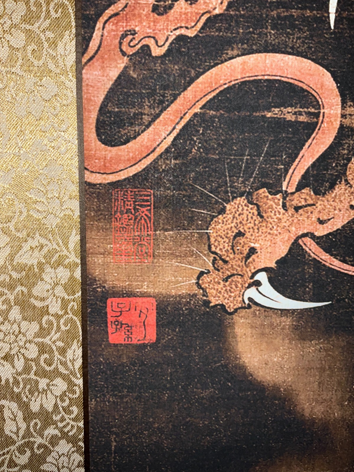 vintage Chinese Dragon Hanging Scroll Mythical Dragon Wall Art 50 X 92cm
