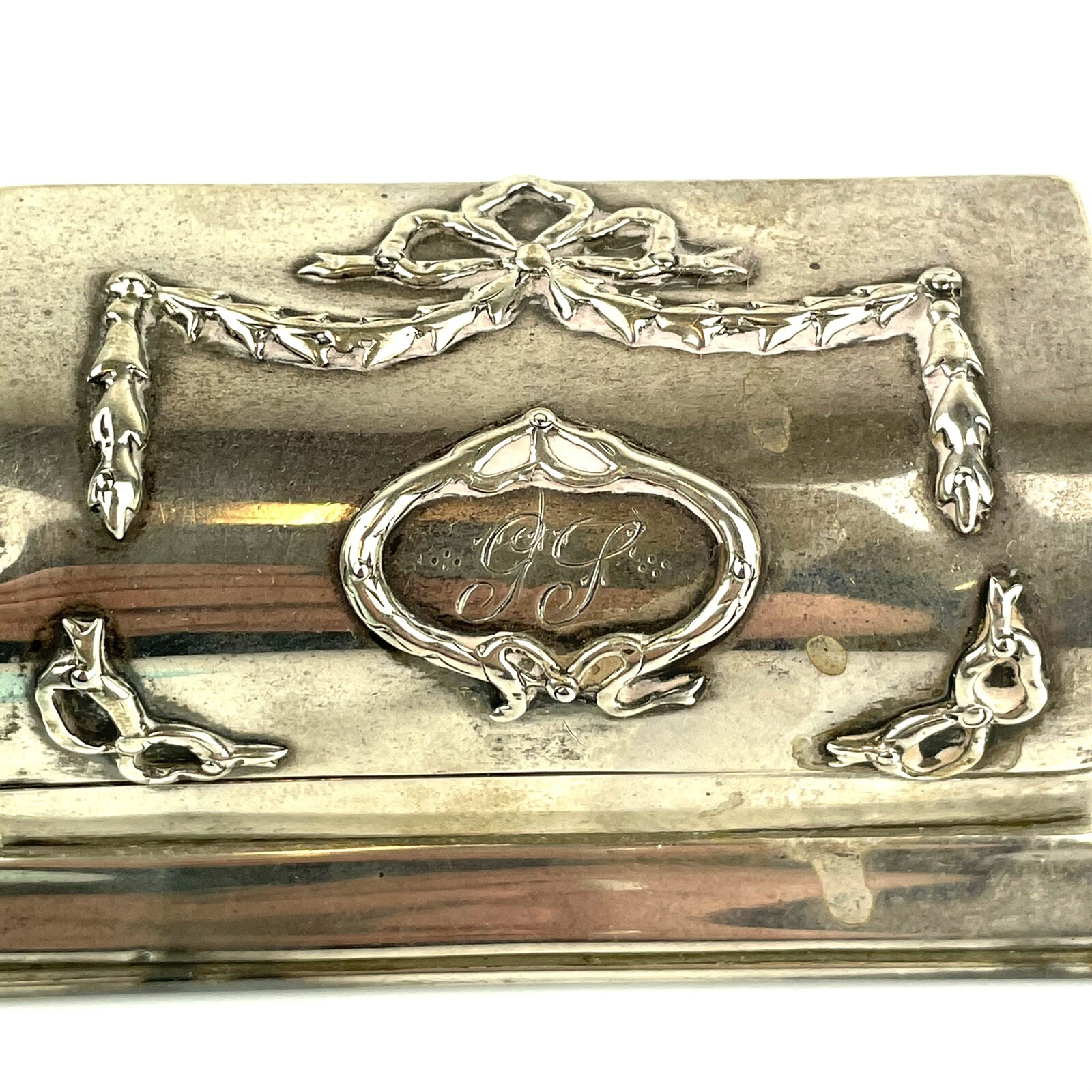 Antique Sterling Silver Hinged 3 Section Stamp Box Charles George Asprey 1908