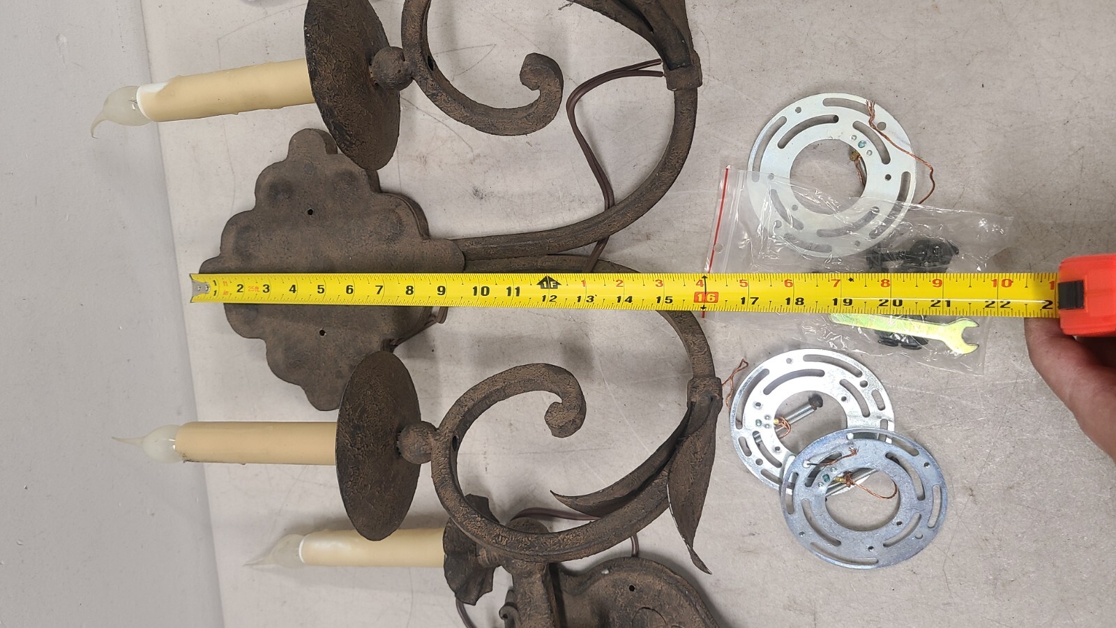 3 Lot Vintage Bronze Leaf Pattern Sconce, 3 Arms, 2 Arm, 1 Arm Medieval Look