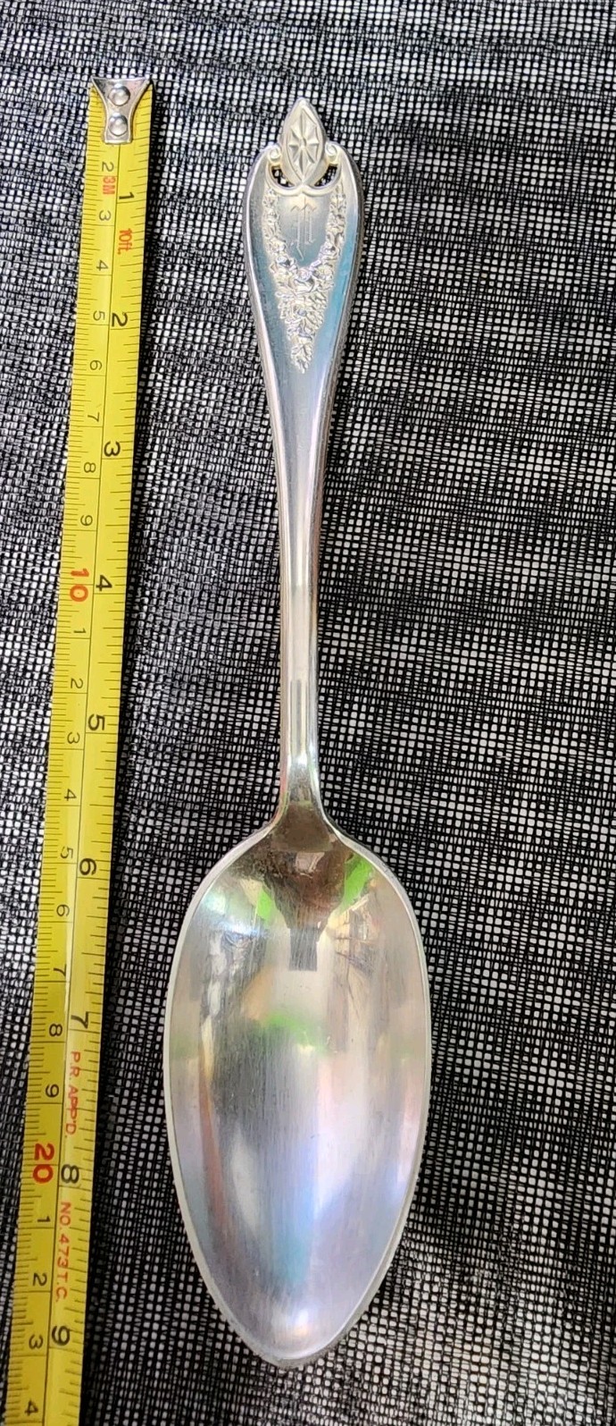 👌ANTIQUE P MONOGRAMMED c1911 OLD COLONY SILVERPLATED TABLE SERVING SPOON 🥄