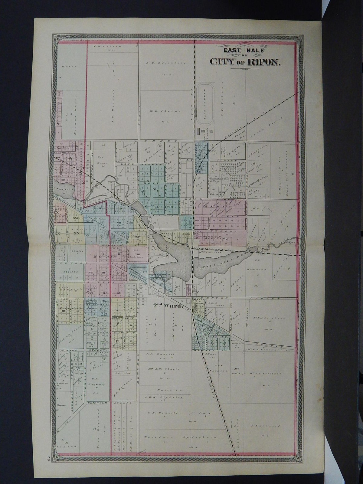 Wisconsin, Fond du Lac County Map 1874 City of Ripon 2-Pages L21#86