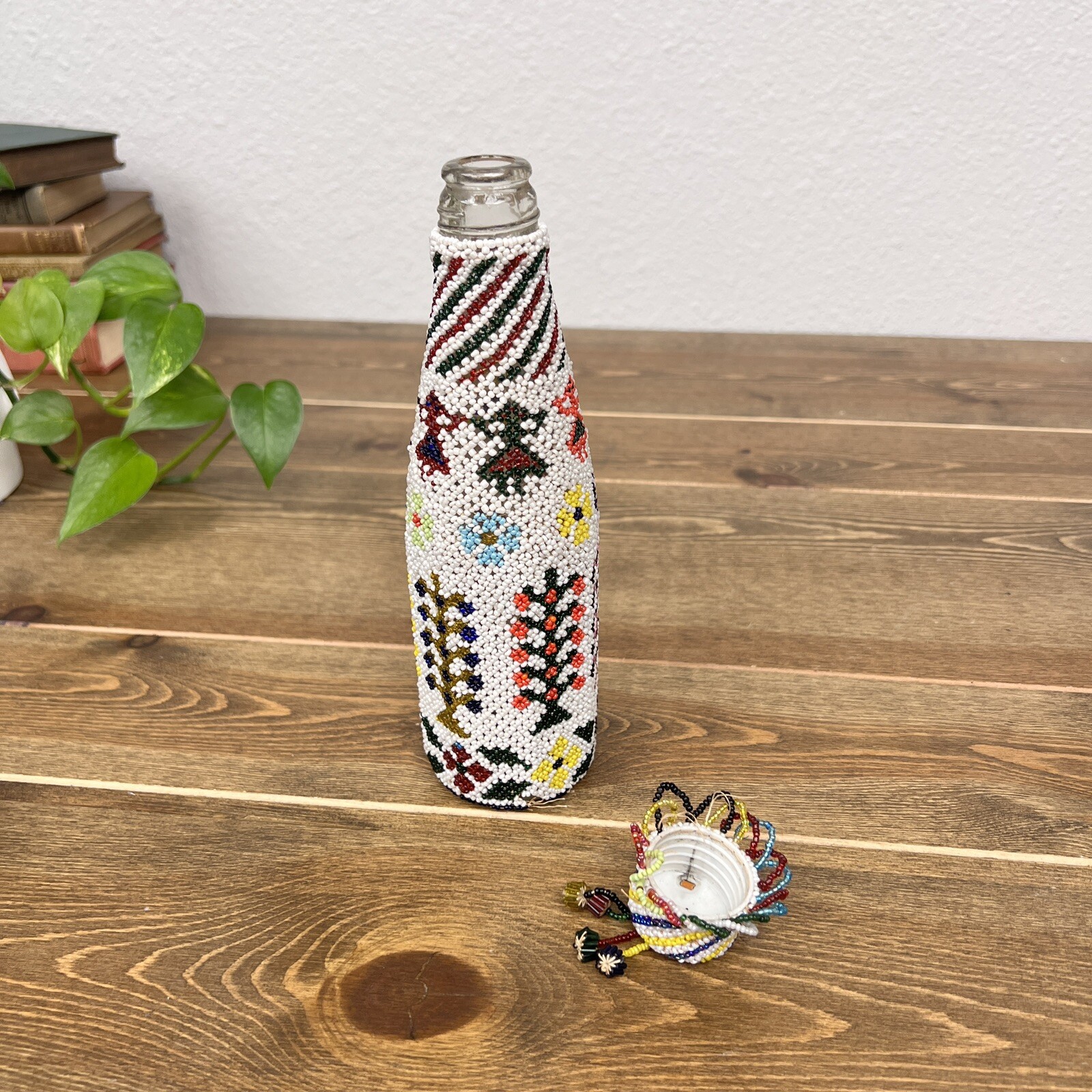 Vintage Ethnic Handmade Beads Decorative Glass Bottle Beautiful Table Top Decor