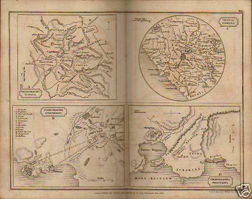 1826 chorrgraphia rome / athens map ( dr butlers ancient map )