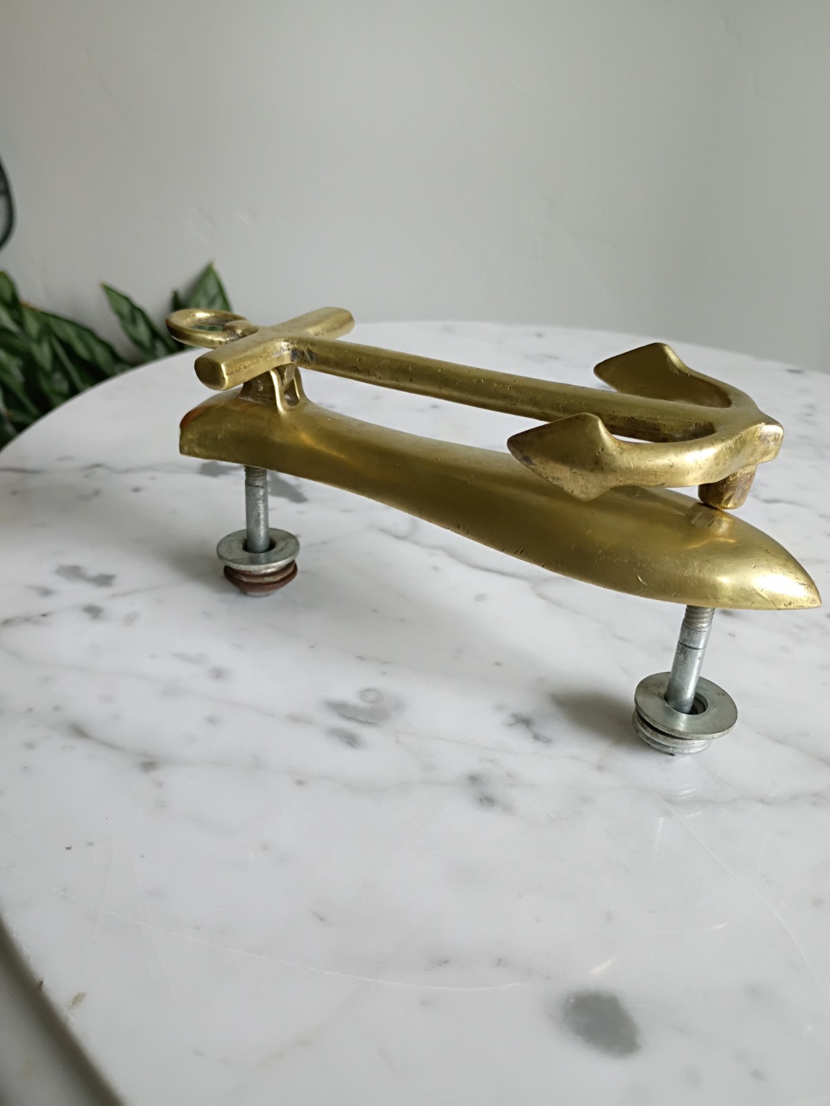 Vtg SOLID BRASS Nautical Anchor VIRGINIA METALCRAFTERS Door Knocker