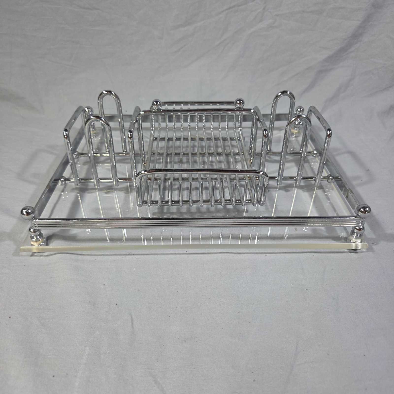 Retro Charles Hollis Jones Flatware Buffet Tray Chrome & Lucite MCM Organizer