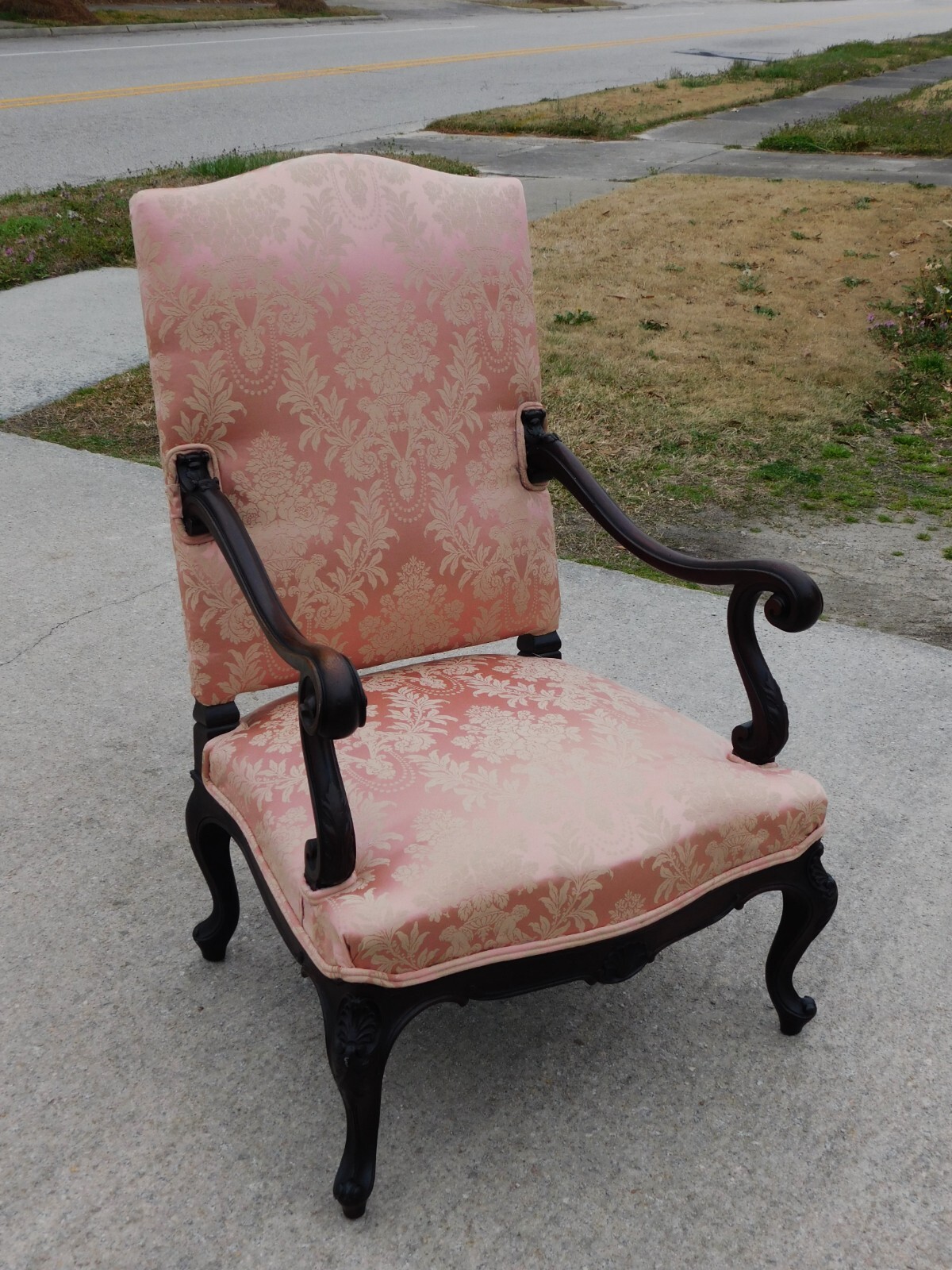 Beautiful Mahogany Arm Chair Mauve/Pink circa 1900~~Original Finish