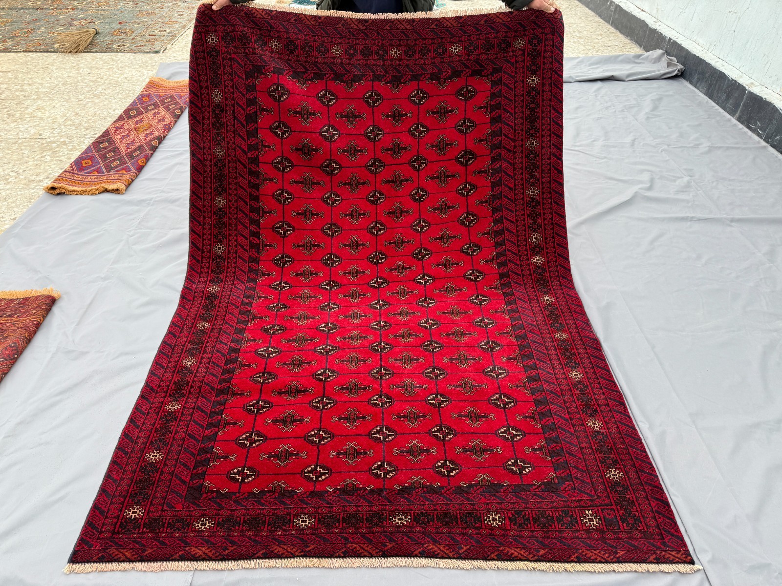 Fine Afghan Vintage Bokhara Area Rug 5×7 Red Hand Knotted Antique Oriental Rug