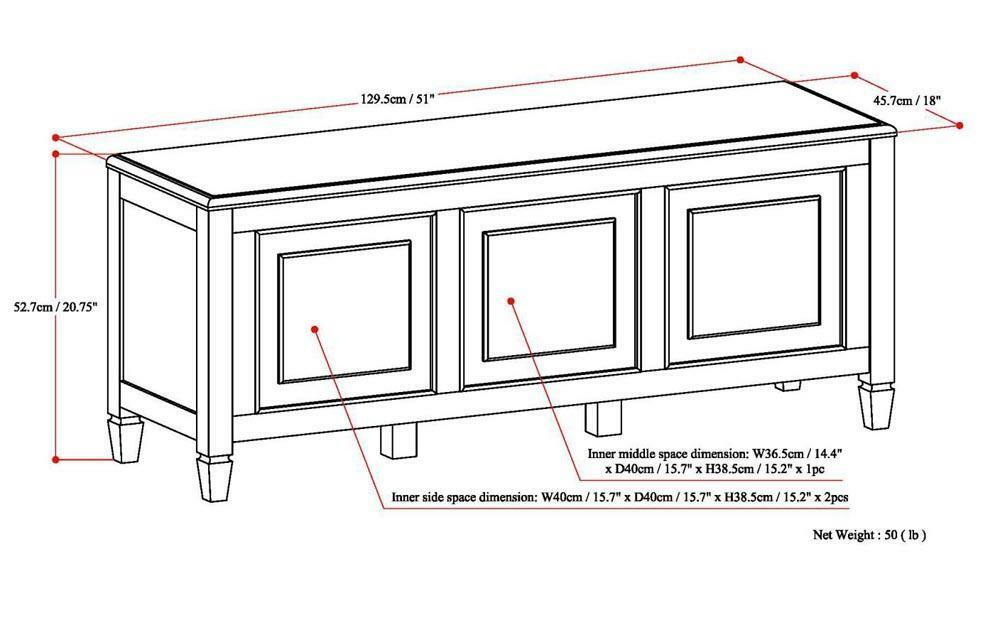 Connaught Solid Wood 51 in Wide Storage Bench Trunk