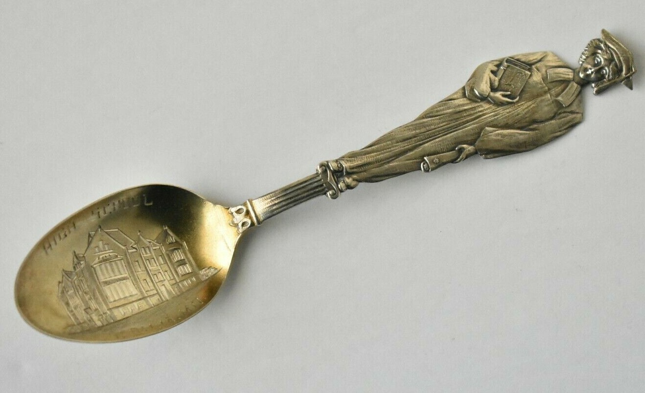 Female Graduate Diploma High School Sedalia Missouri Sterling Souvenir Spoon