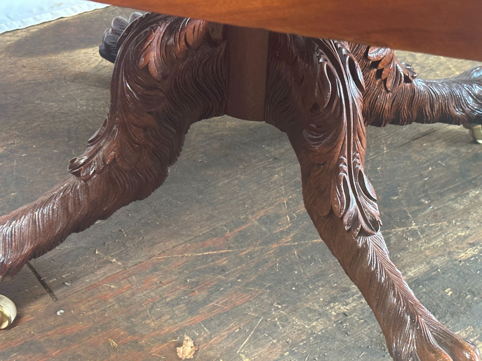 Antique empire DINING carved table Philadelphia hairy paw feet 1820 classical