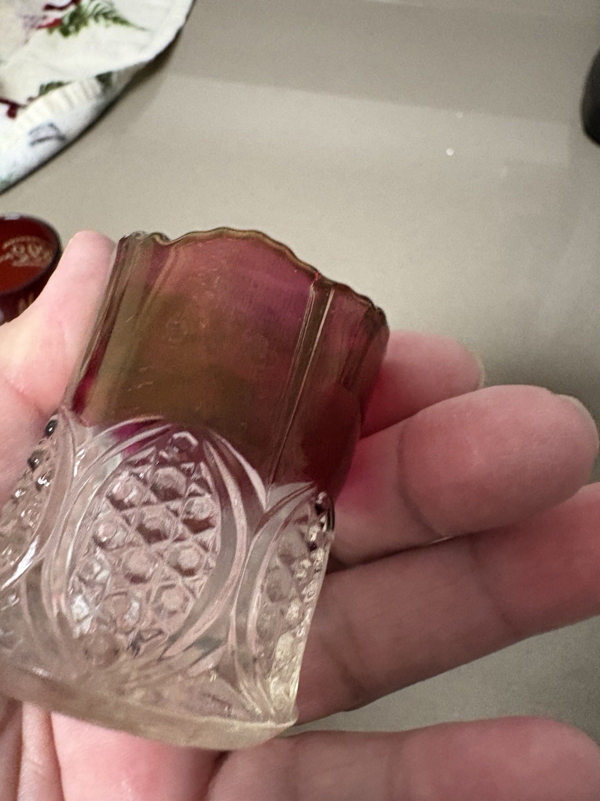 Lot 3 Ruby Glassware Etched Mother Martha Aunt RARE Small VICTORIAN