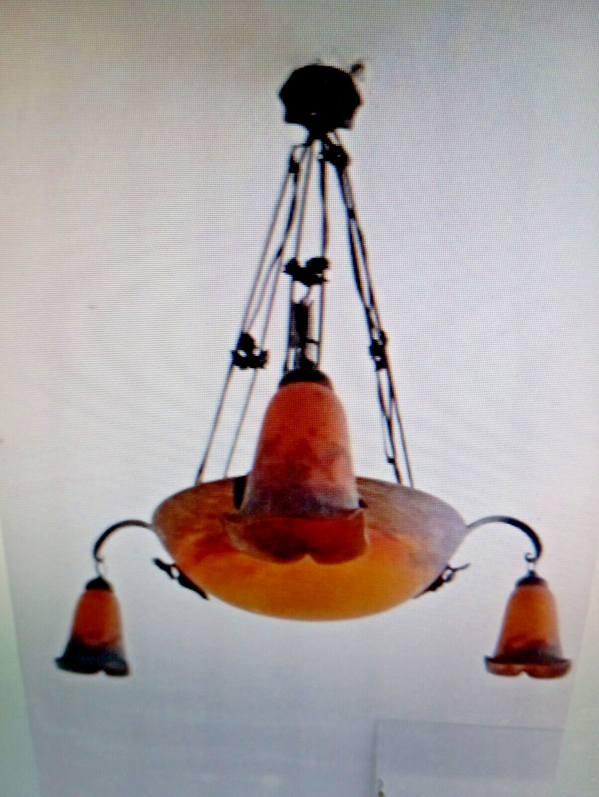 Origina,-l french,- ceiling lamp signed Muller Freres – Ecole de Nancy 1910/30