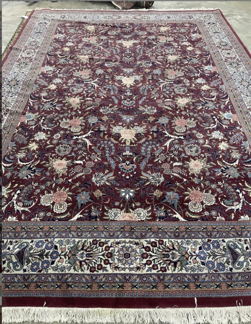 Chinese Wool & Silk Red Keshan Area Rug New Rare Beauty Elegance 9.9 X 13.9 FT