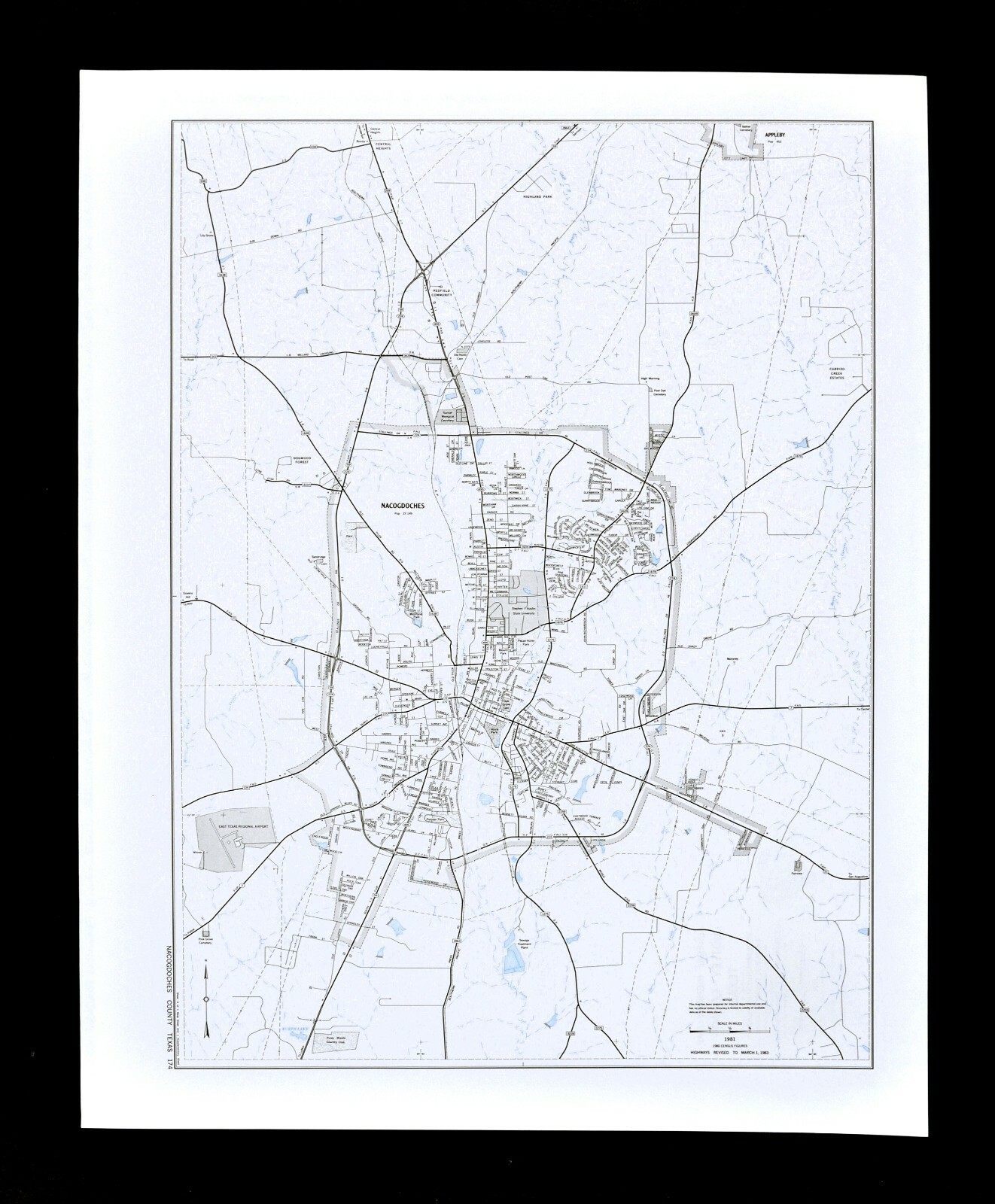 Texas Map – Nacogdoches County – Stephen F. Austin University SFA Hyde Park TX