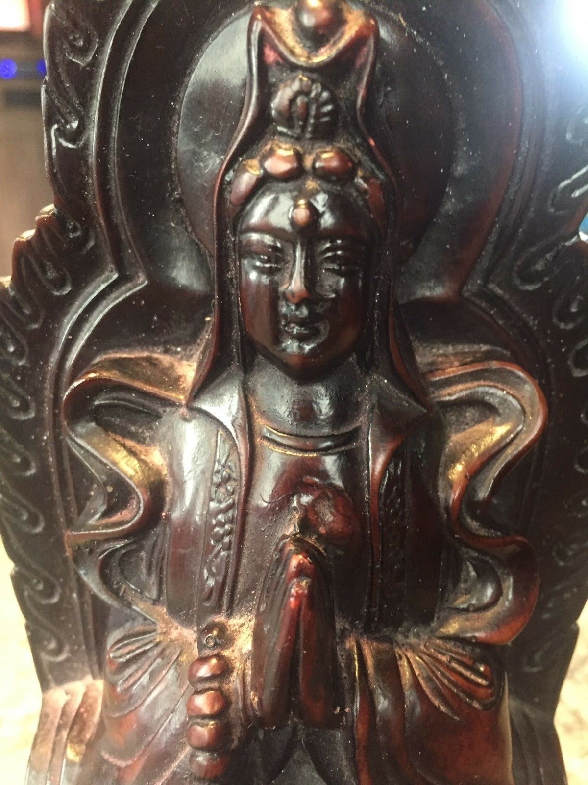 Vintage Red Resin Chinese Incense Stick Holder Buddah Cherry Old Art Sculpture