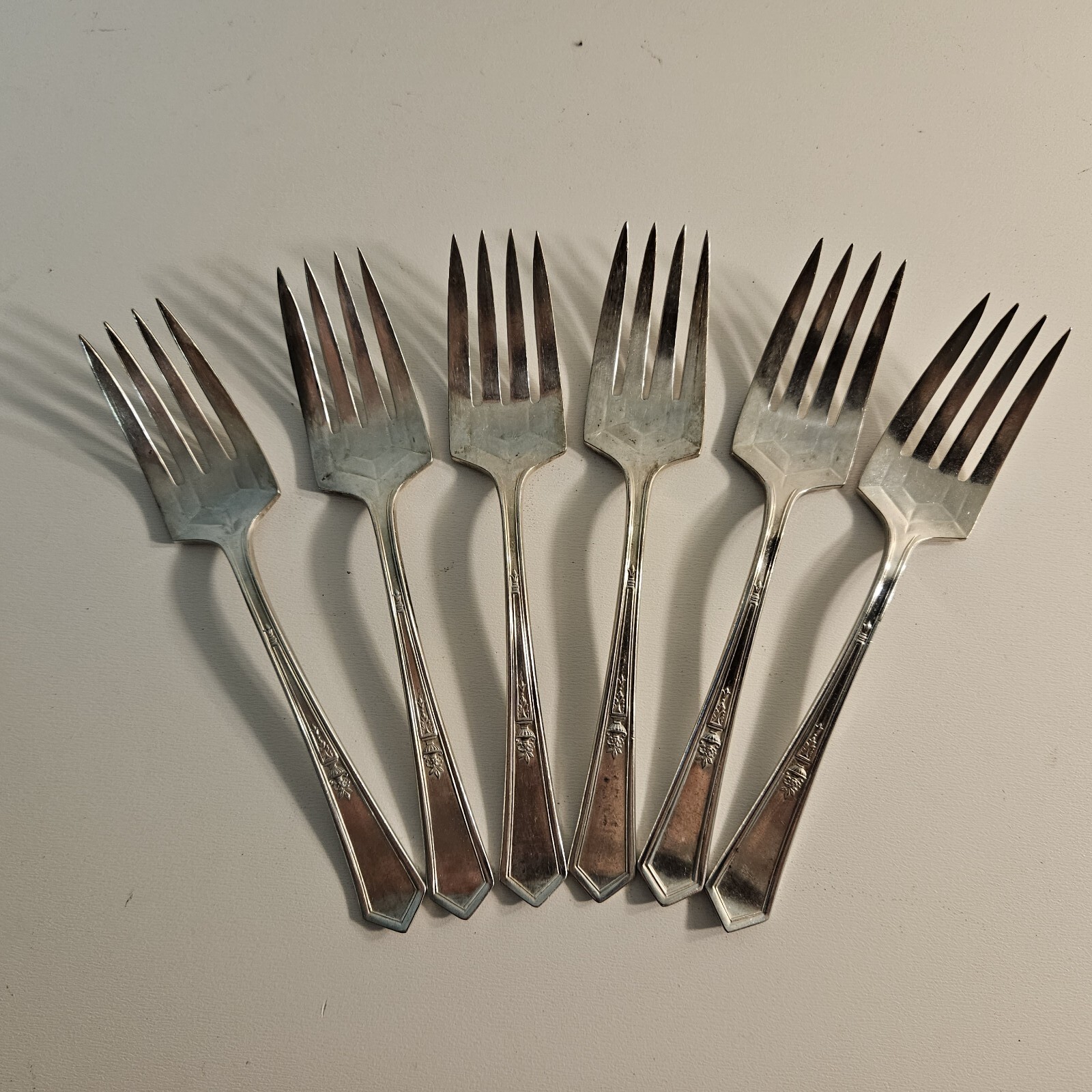 Six Anchor ROGERS LA TOURAINE SALAD FORKS Silver Plate c1920