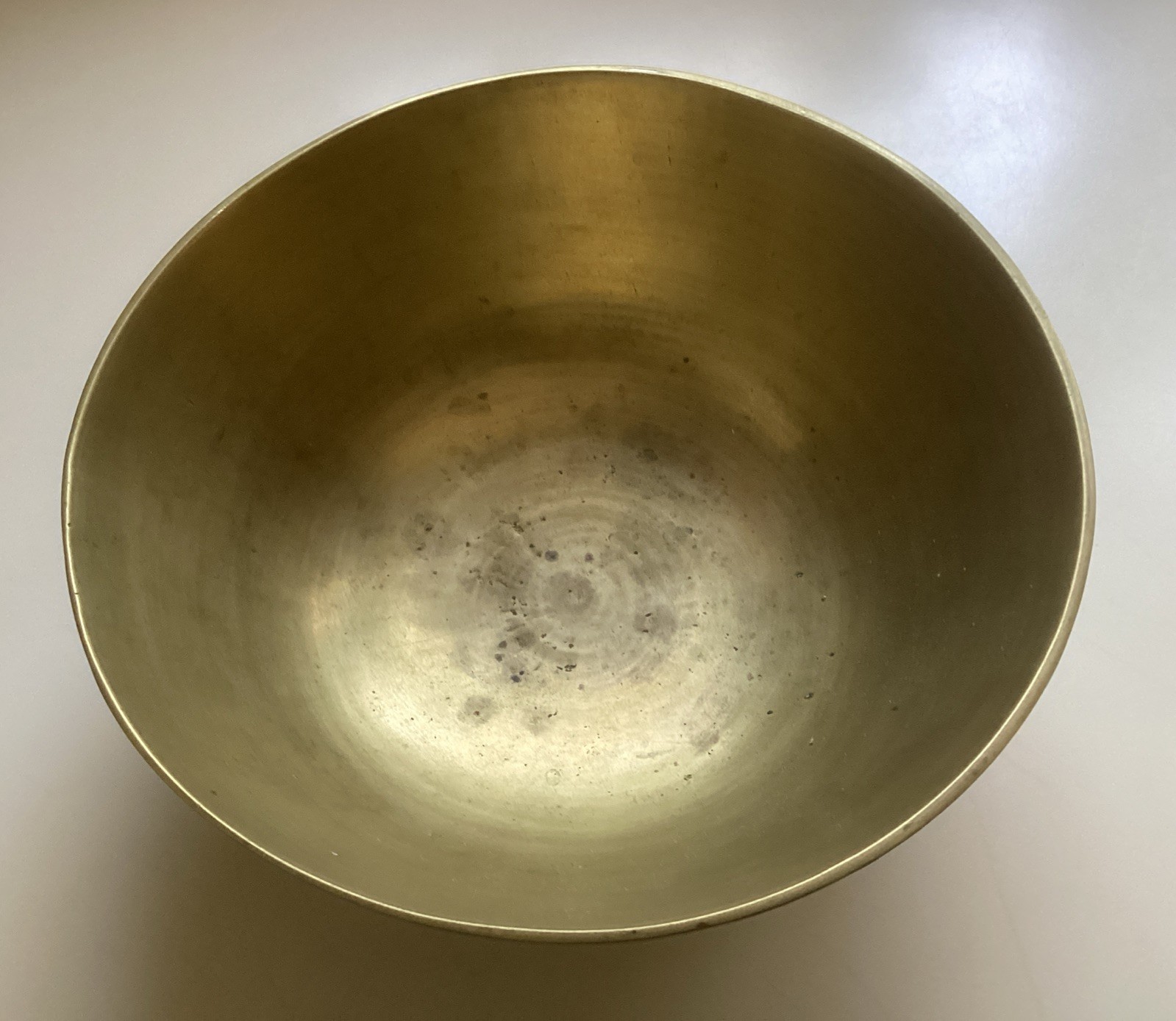 Vintage Chinese Solid Brass Bowl, Hand Engraved Design 8 “ Diameter 3.25” Tall