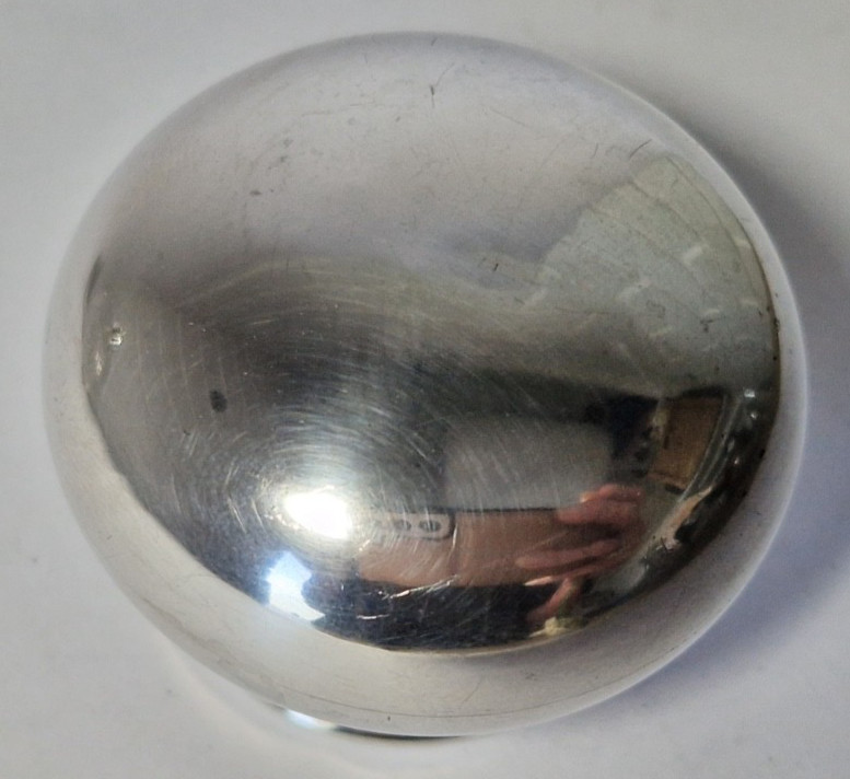 WWI OPTIC PANEL GLOBULAR PERFUME SCENT BOTTLE SWAG CUT, SILVER LID & NECK 1914