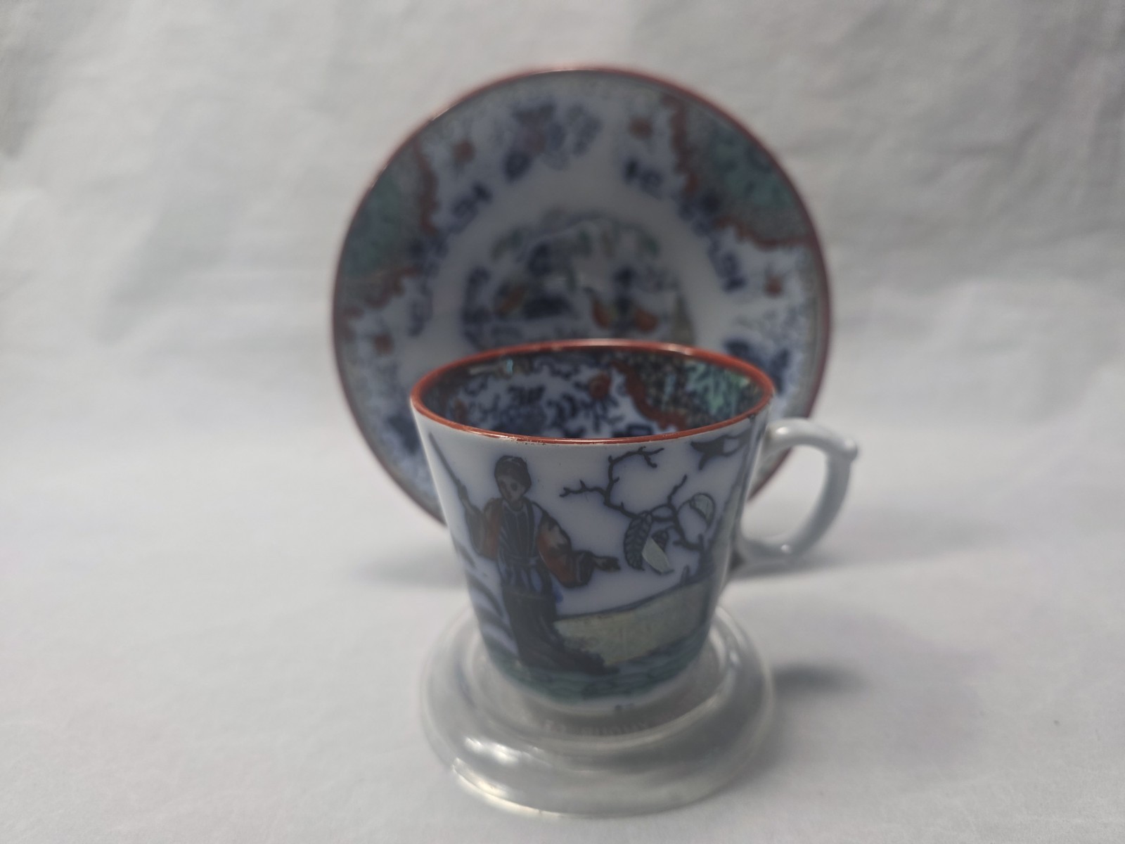 Antique Imari 19th Century K&G Luneville Cup and Saucer “Timor” Pattern France