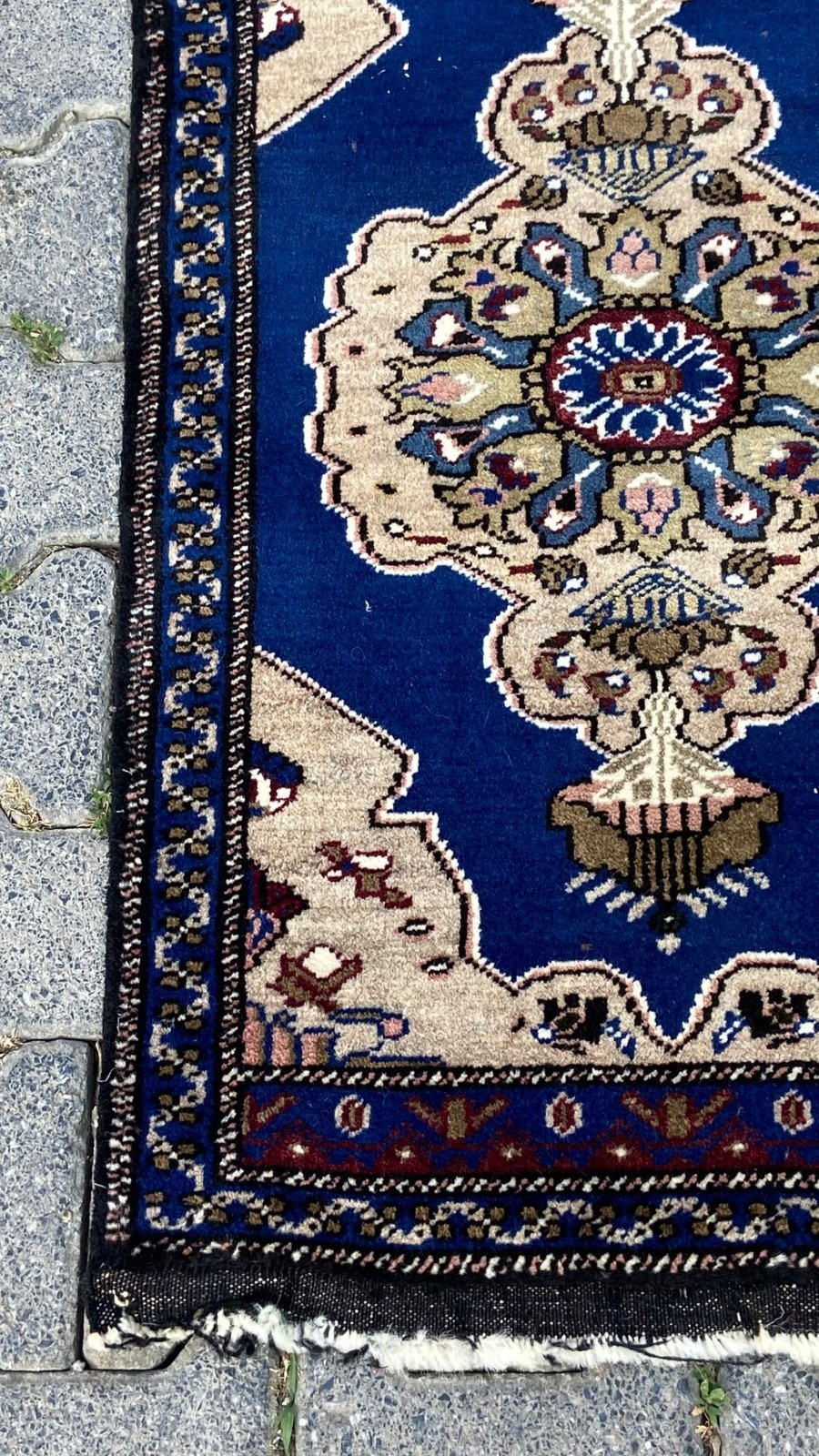 Blue Handmade Wool Rug, 1.9×3.2 ft Small Carpet, Entryway Decor, Home Gift Rug