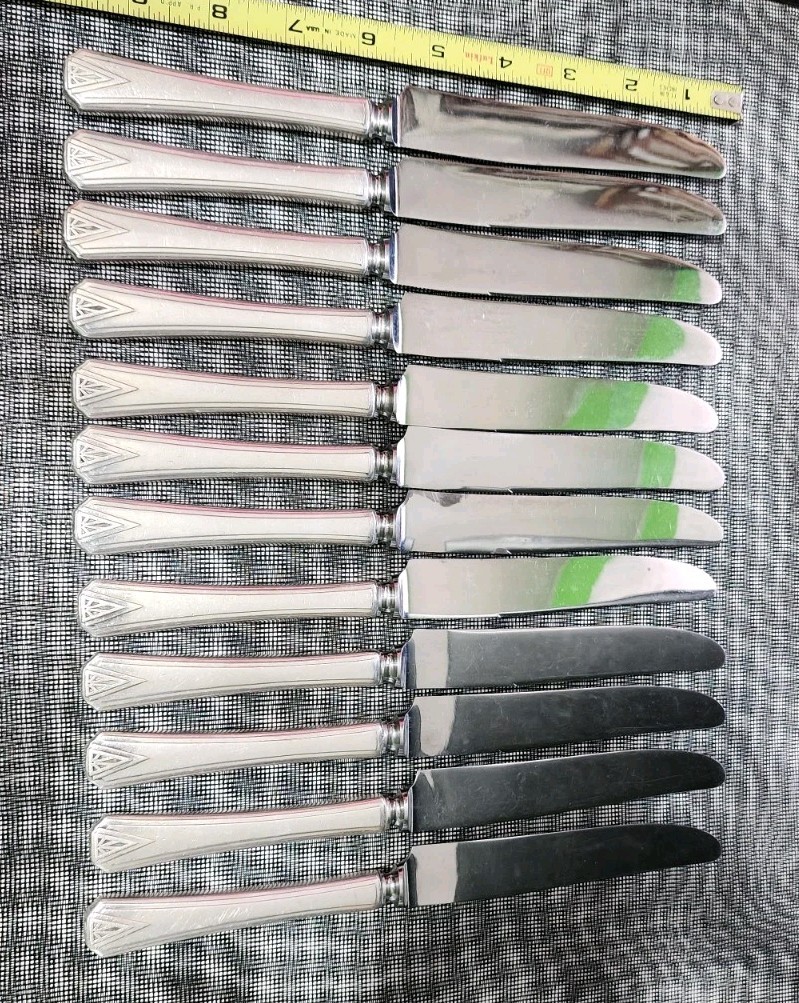 👌SET OF 12 ART DECO 1929 DEAUVILLE SILVERPLATE “9 5/8” NEW FRENCH HOLLOW KNIVES