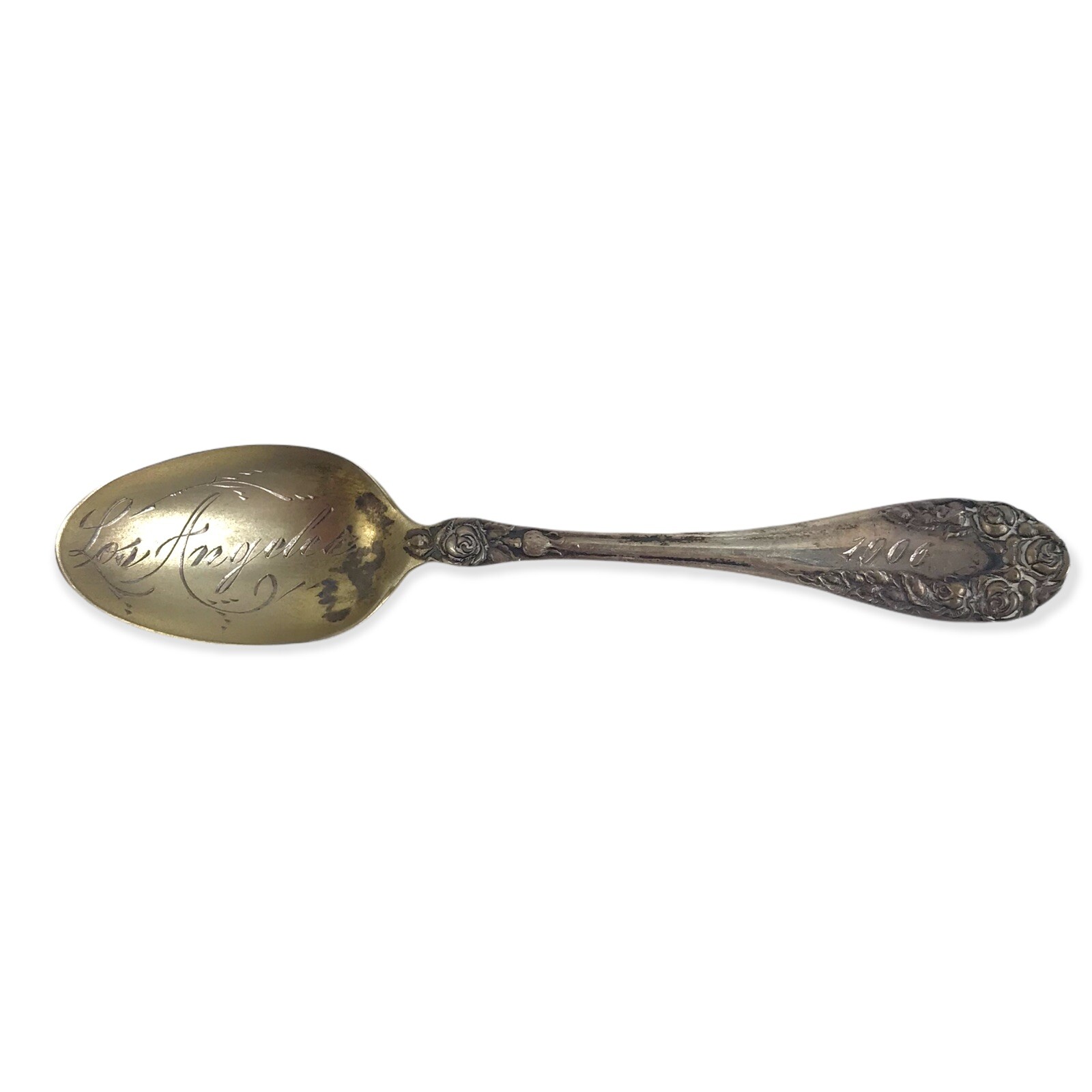 Antique Sterling Silver Souvenir Spoon Los Angeles Pat. 1898 4″ Demitasse Size