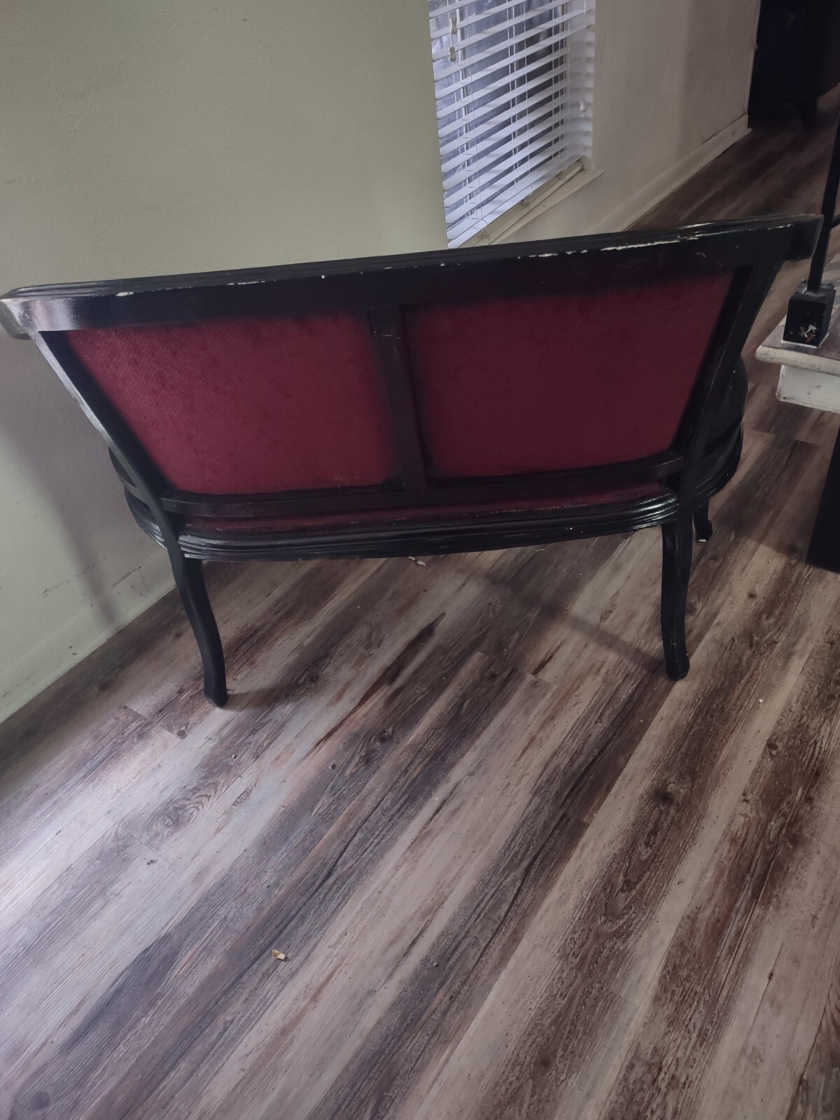 Antique style Cane back Classic Bench Settee Loveseat Black Red