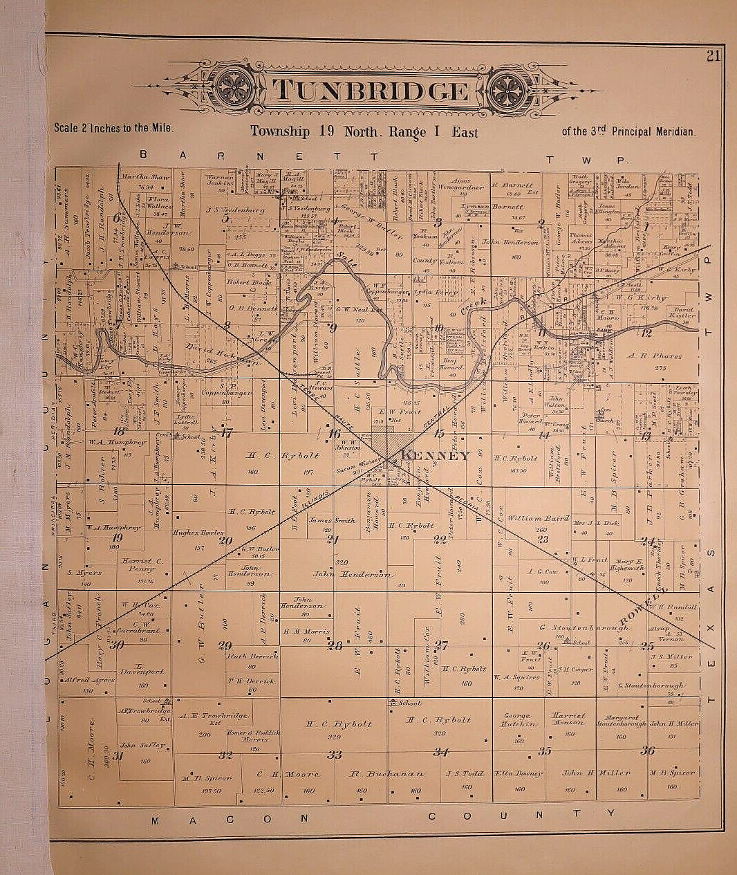 1894 Plat Map ~ TUNBRIDGE Twp., DeWitt Co., ILLINOIS (15×17)-#013