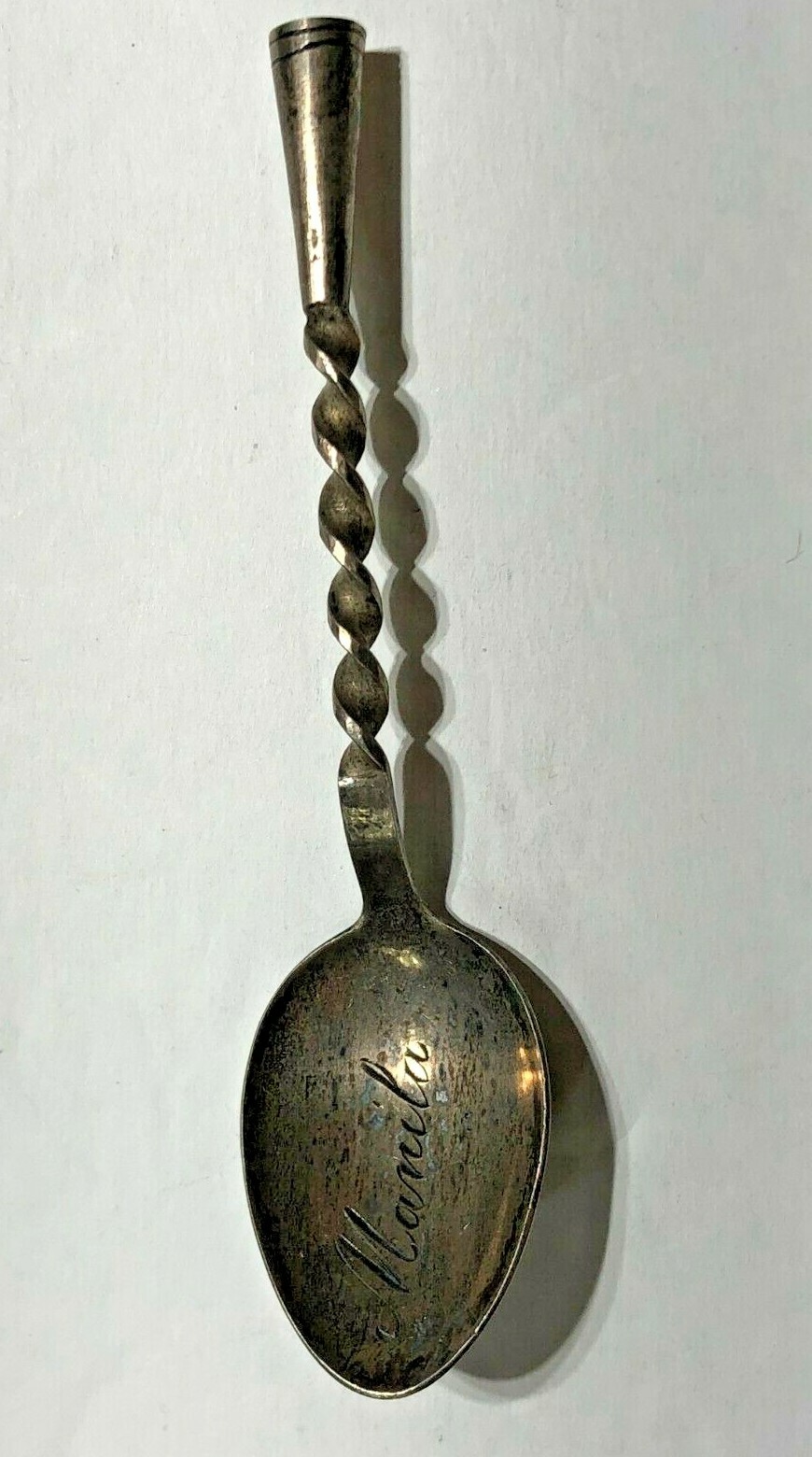 Manila Engraved Spiral Collector Souvenir Sterling Silver .925 Spoon