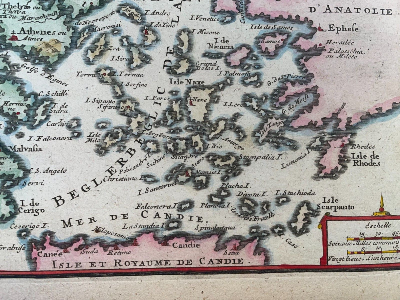 GREECE DATED 1705 NICOLAS DE FER ANTIQUE ENGRAVED MAP 18TH CENTURY