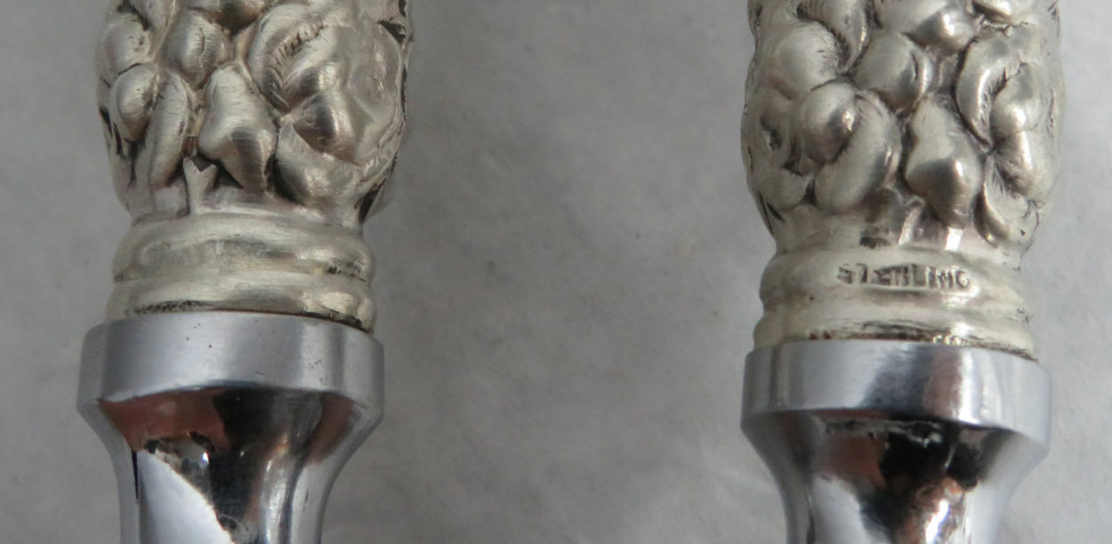 STIEFF ROSE PATTERN STERLING SILVER HANDLES 10 3/4″ POULTRY SHEARS