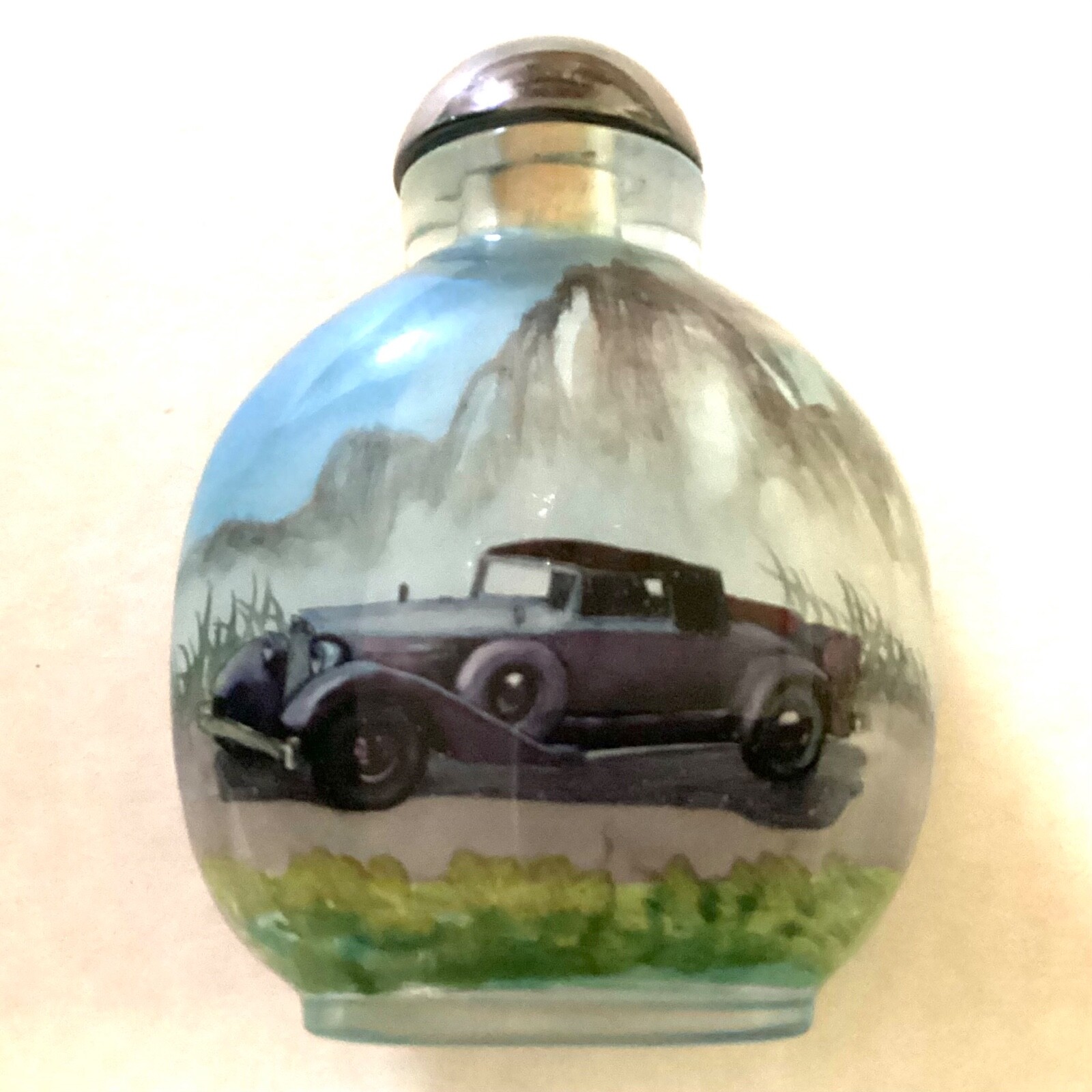 ~Inside Reverse Painted Chinese Export Snuff Bottle – 1930 Packard Automobile
