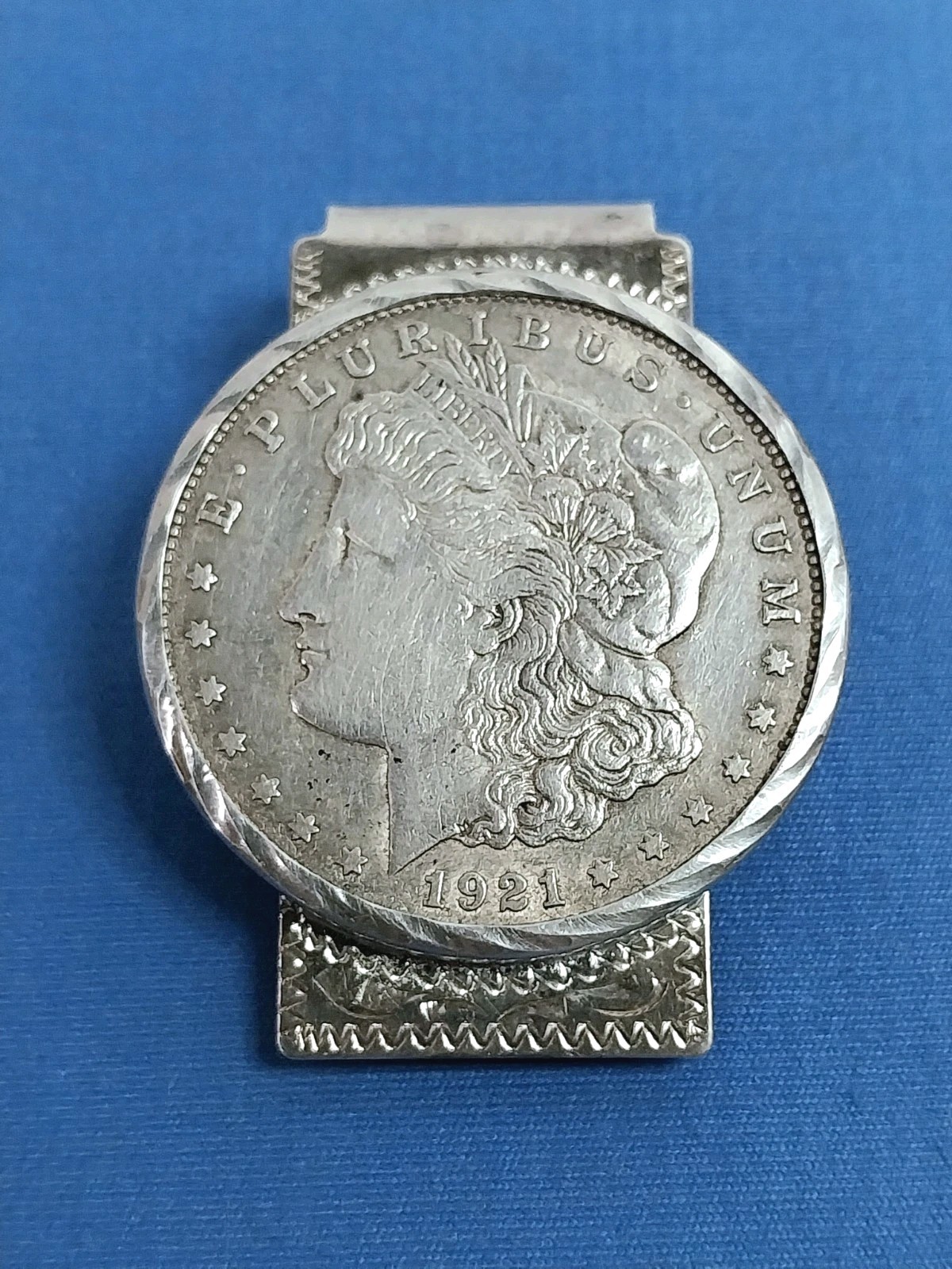 1921 ☆ MORGAN E PLURIBUS – Silver Coin Money Clip Easy Flip~ Unique ANTIQUE