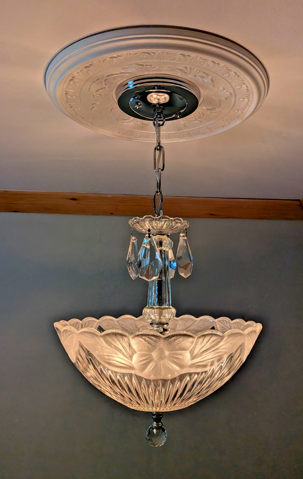 327 Vintage Antique Art Deco Glass Shade Ceiling Light Fixture Lamp Chandelier