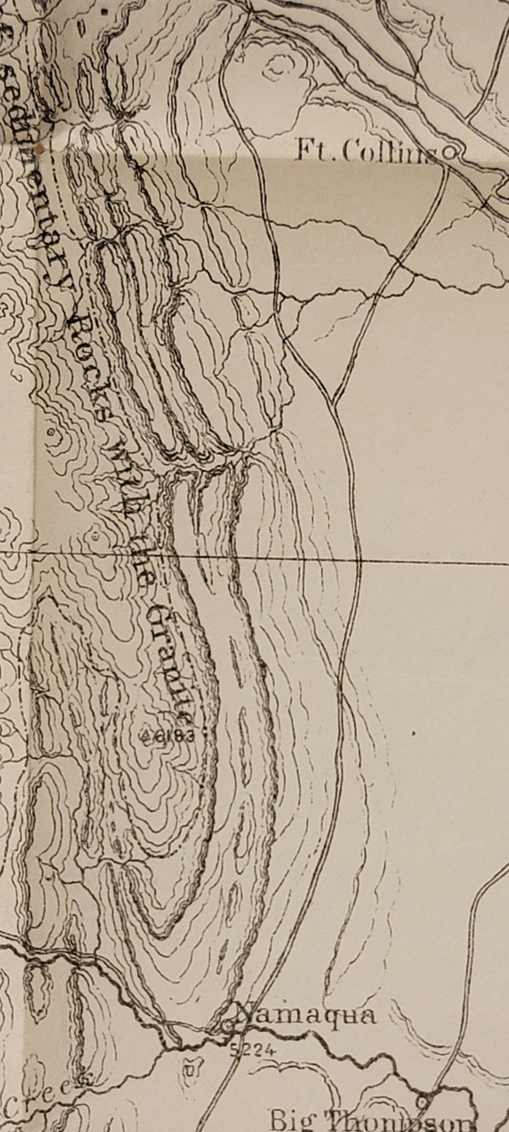 Rare 1874 map Eastern Base Front Range Rocky Mountains Colorado Hayden survey