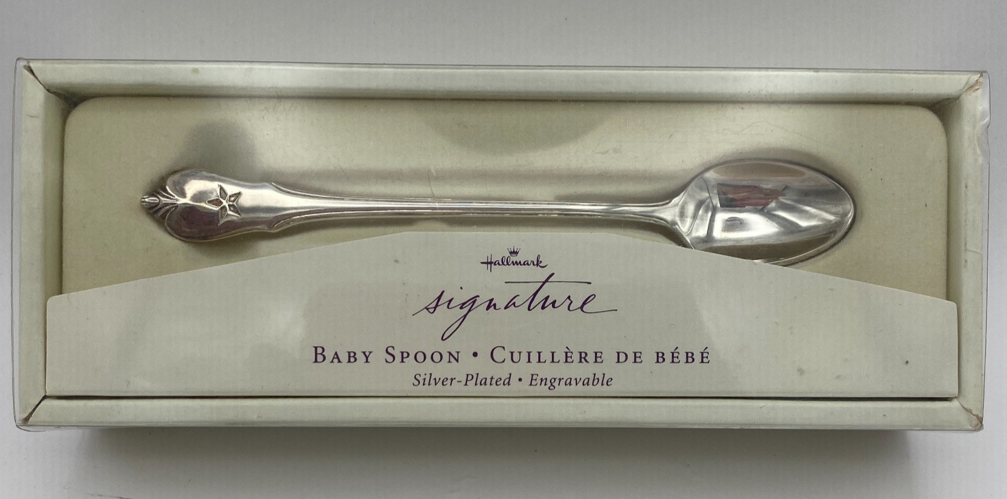 Baby Feeding Spoon Hallmark Collectible Silver Plated Engravable New in Box Vtg