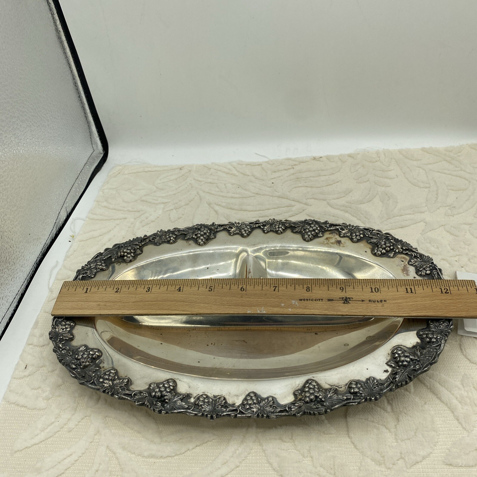 Benedict 1821 Silverplated Three Compartment Serving Tray 12”X 8”