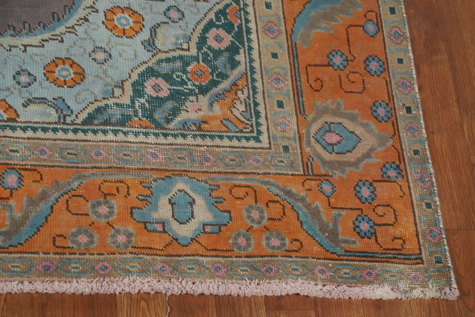 Gray/ Orange Wool Traditional Over-Dyed Area Rug 6×9 Living Room Hand-made Rug