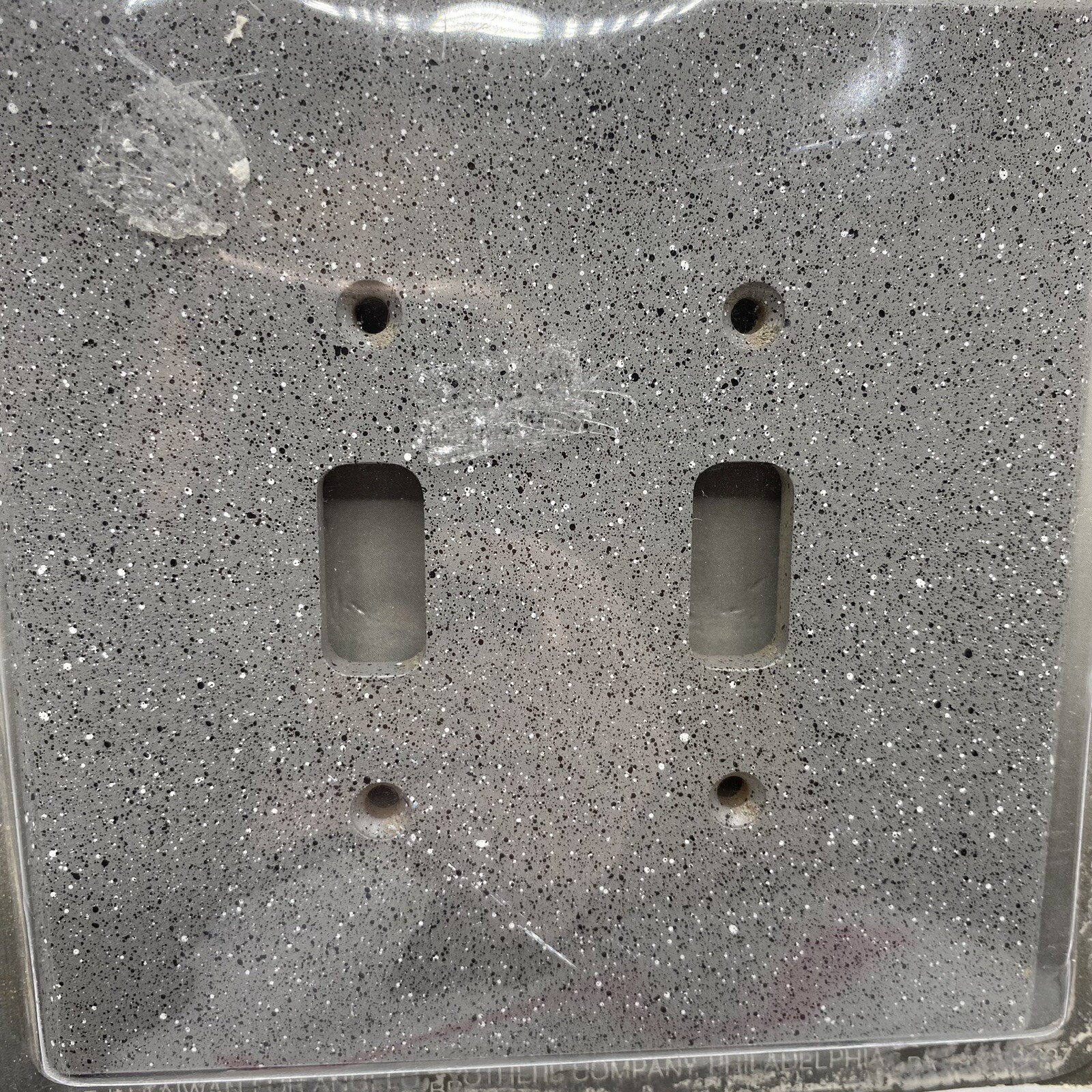 Vtg Angelo Double Switch Plate Cover Gray & Black White Speckled 1988 NEW