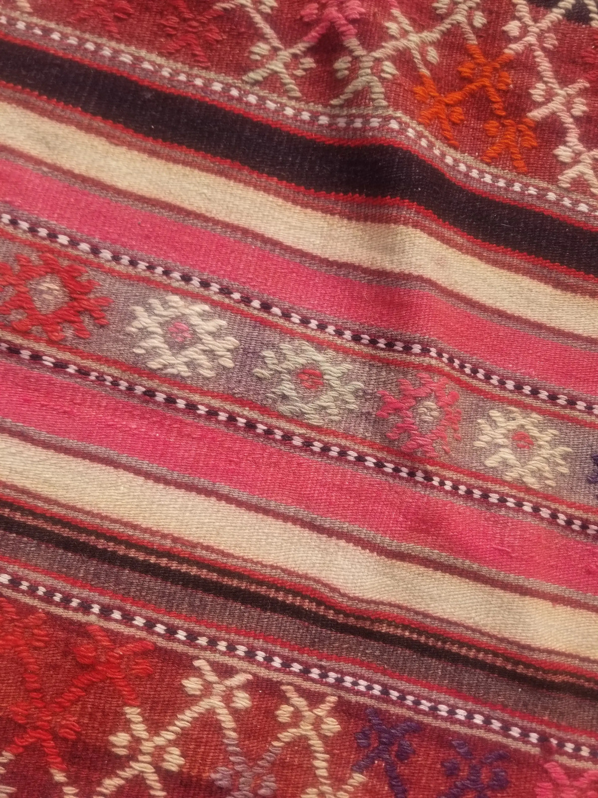 Vintage Traditional Handmade Turkish Wool Multicolor Kilim 6.7×4.7 ft