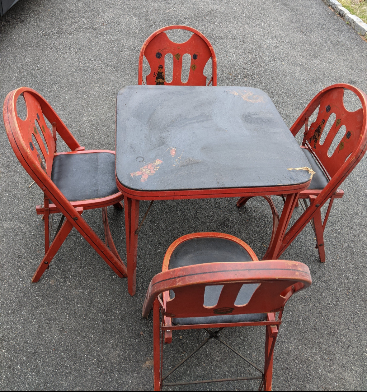 ANTIQUE RED LOUIS RASTETTER & SONS SOLID KUMFORT-1920’S-HUNDRED YEARS OLD/DAMAGE