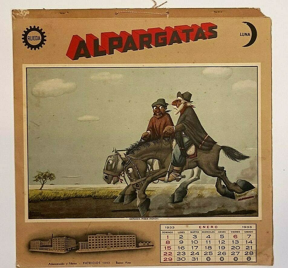 Molina Campos calendar 1933 Alpargatas Gaucho Complete