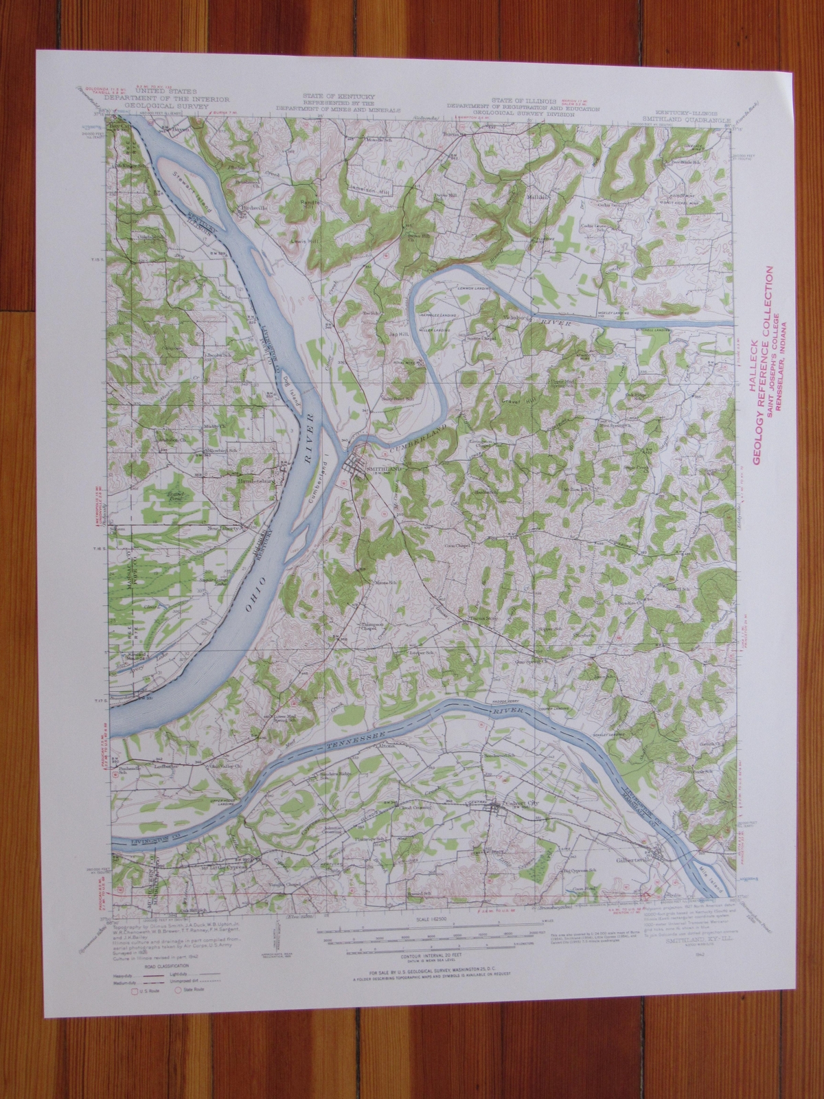 Smithland Illinois 1957 Original Vintage USGS Topo Map