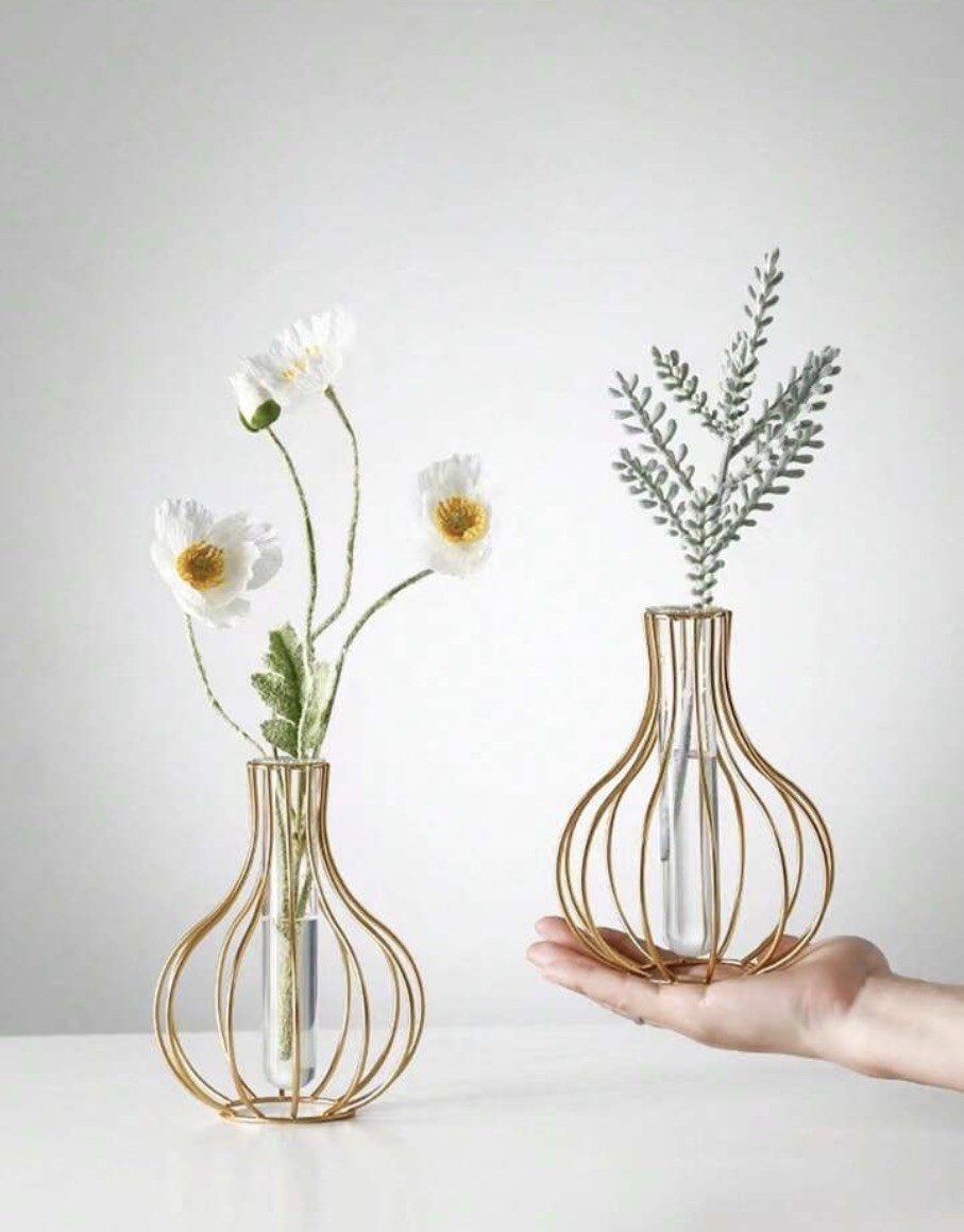 Gold Flower Vase For Thanksgiving Party/Living Room/Dining Table/Desk set x2