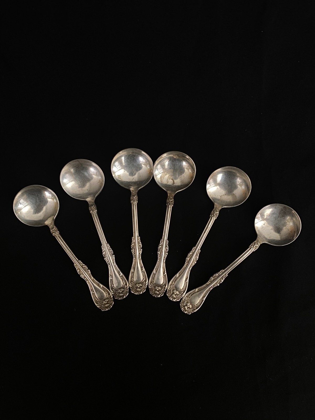 6 Antique Wm A Rogers Hanover Round Bowl Soup Spoon Silverplate