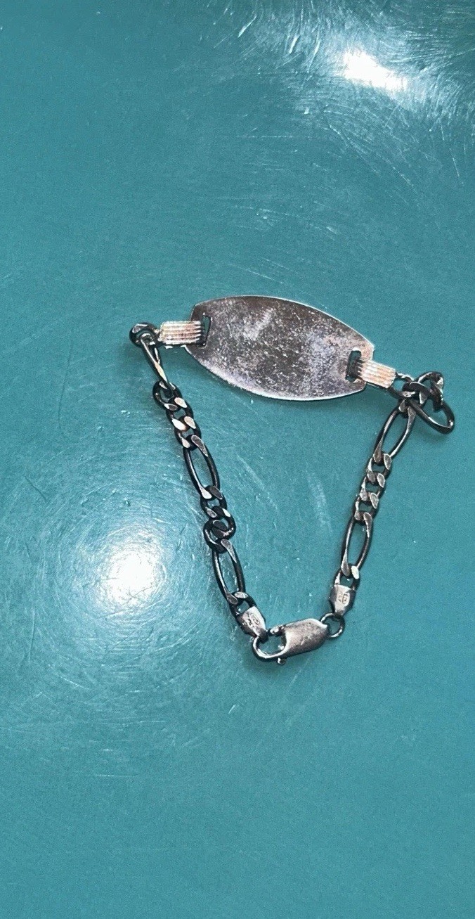 ID Bracelet Sterling Silver KKW Initials DNT Italy 925 Link Chain Nice