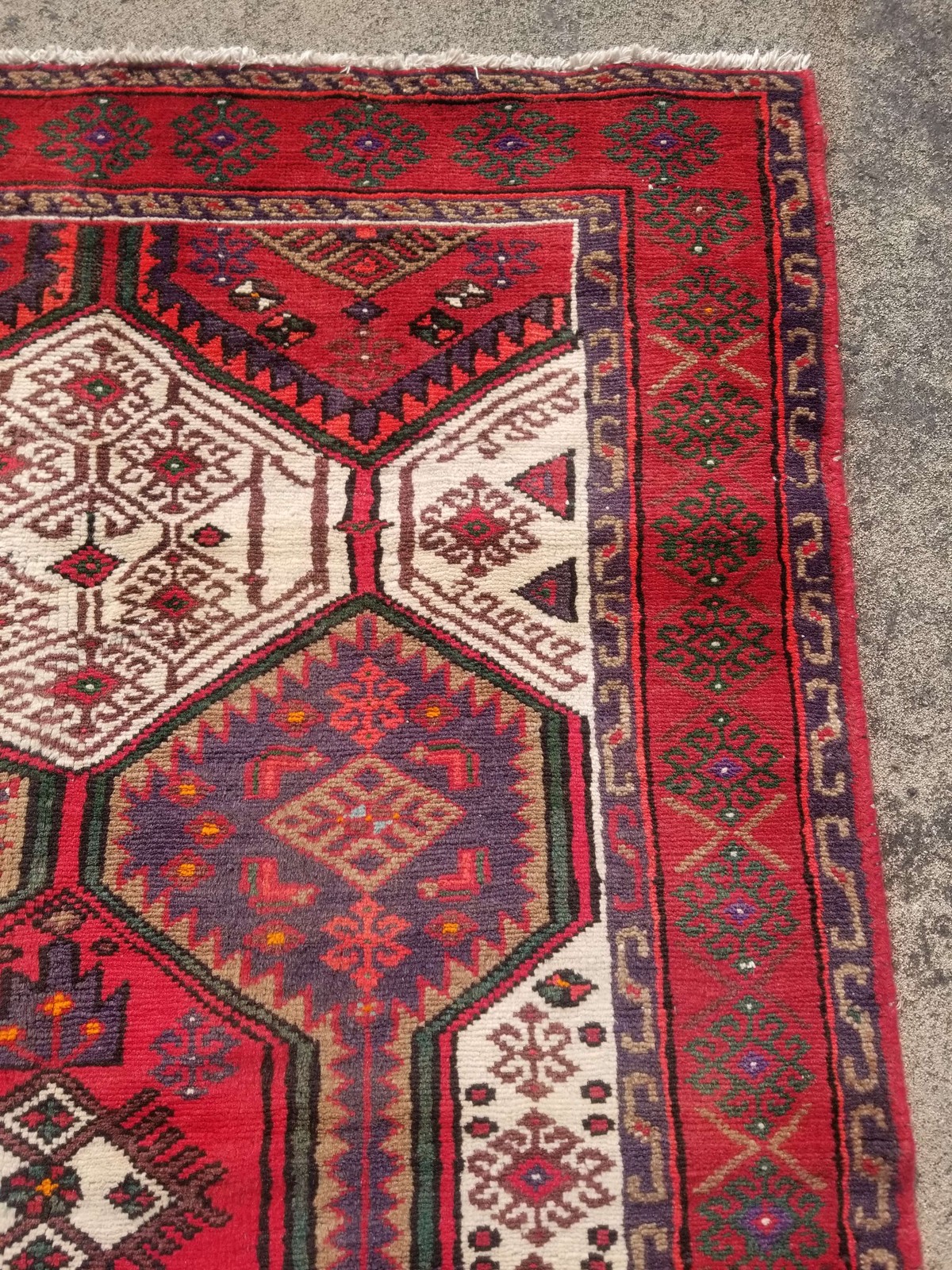 Distressed Authentic Hand Knotted Vintage Afghan Turkmen Wool Area Rug 5.7×3.9ft