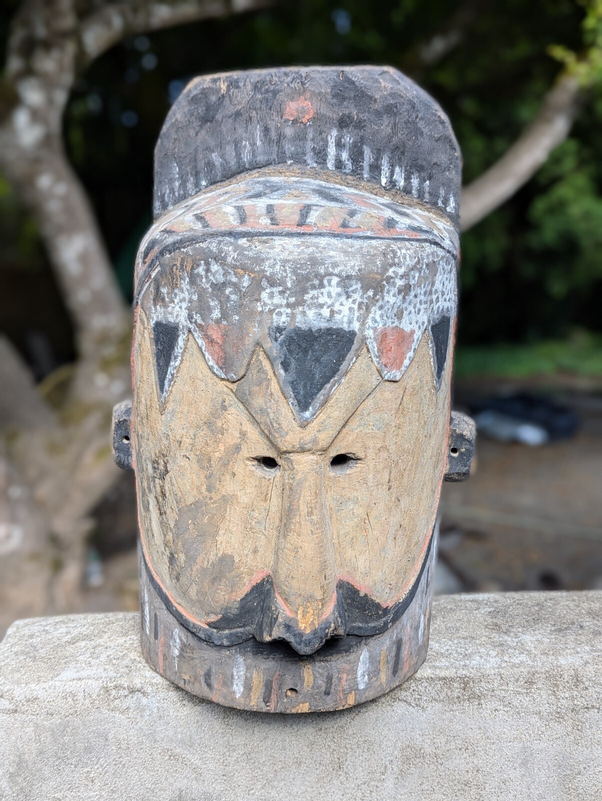 Early 20th Century Hand-Carved Abelam “Yam” Helmet Mask (PNG)